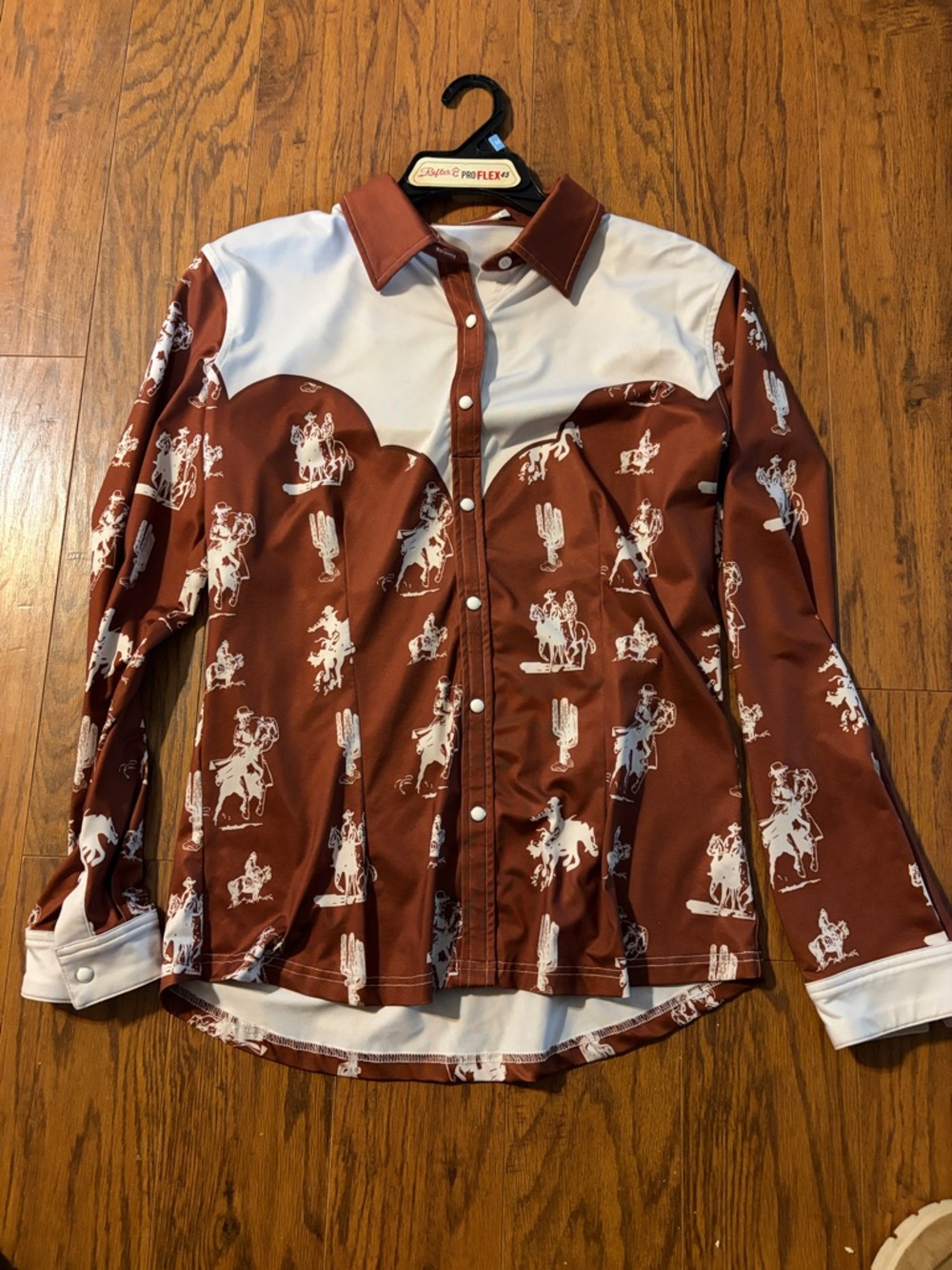 Women's Western-Inspired Button-Down Shirt in Brown and White